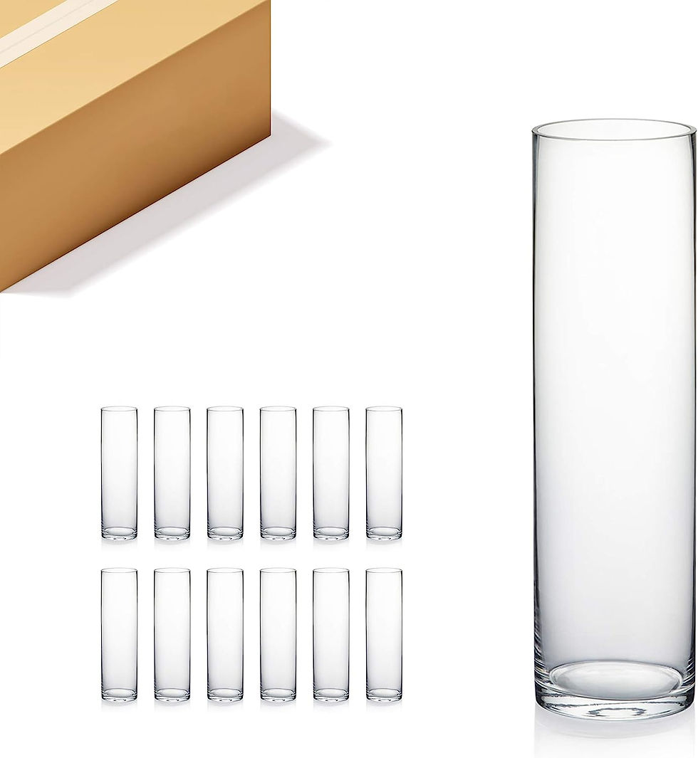 Thumbnail: WGVI Cylinder Vase, 4" W x 12" H, Floral Container, Flower Vases, Glass Candle 
