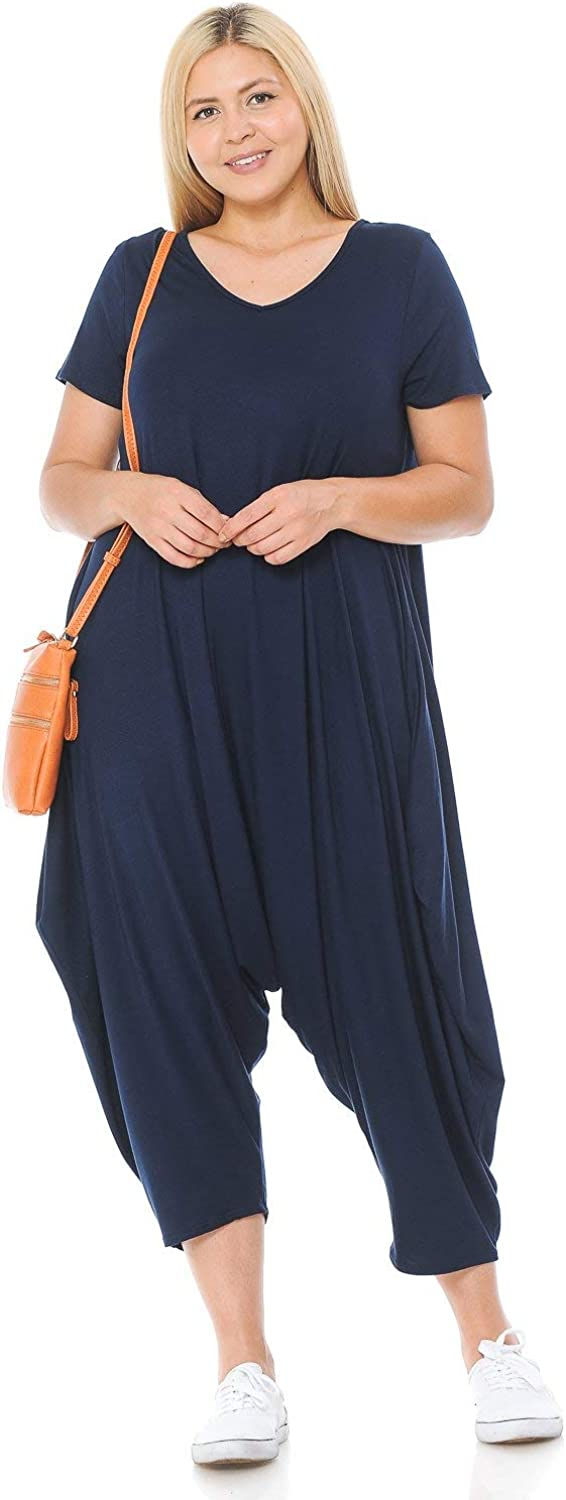 Thumbnail: Pastel by Vivienne Women's Short Sleeve Harem Jumpsuit Plus Size