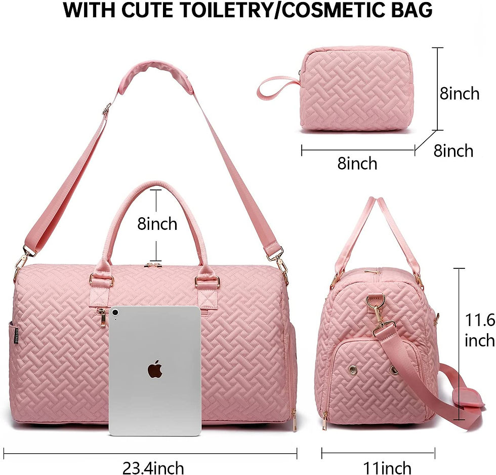 Thumbnail: Duffle Bag for Travel, Weekender Bag with Shoe Compartment, Carry On Overnight 