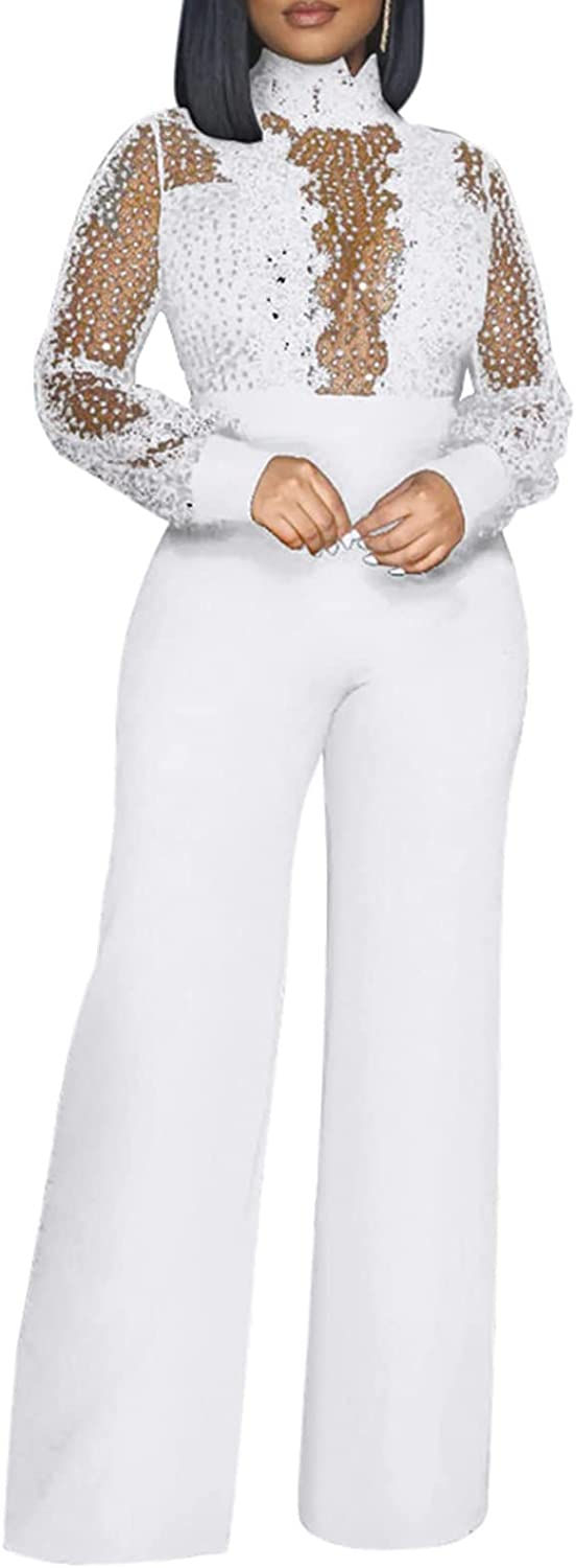 Thumbnail: clubsqueen Formal Jumpsuits for Women Lace Slim Long Jumpsuit Pants High Waist 