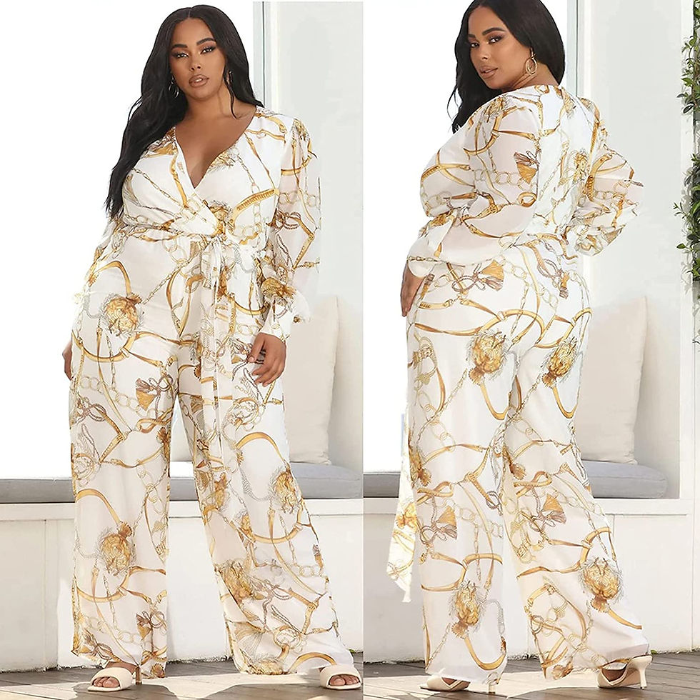 Thumbnail: Plus Size Jumpsuits for Women Sexy Casual Long Sleeve Printed Loose Long Wide L