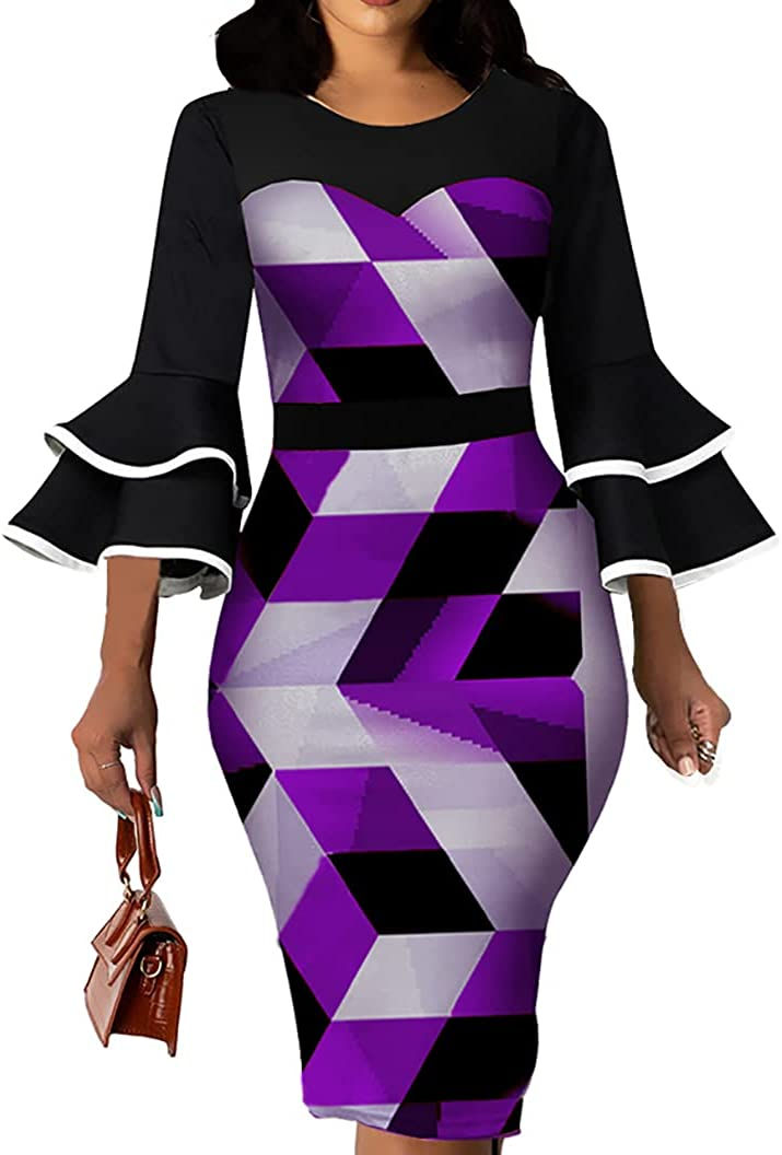 Thumbnail: Women Sexy V Neck Dresses Elegant Bodycon Long Sleeve Stretchy Pencil Business 