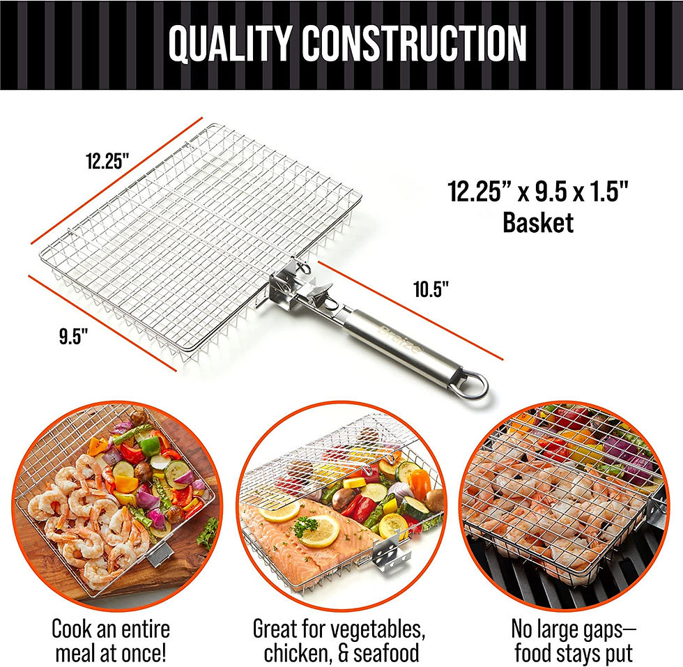Thumbnail: BRAIZE Grill Basket with REMOVABLE HANDLE, fish grill basket - Grill accessorie