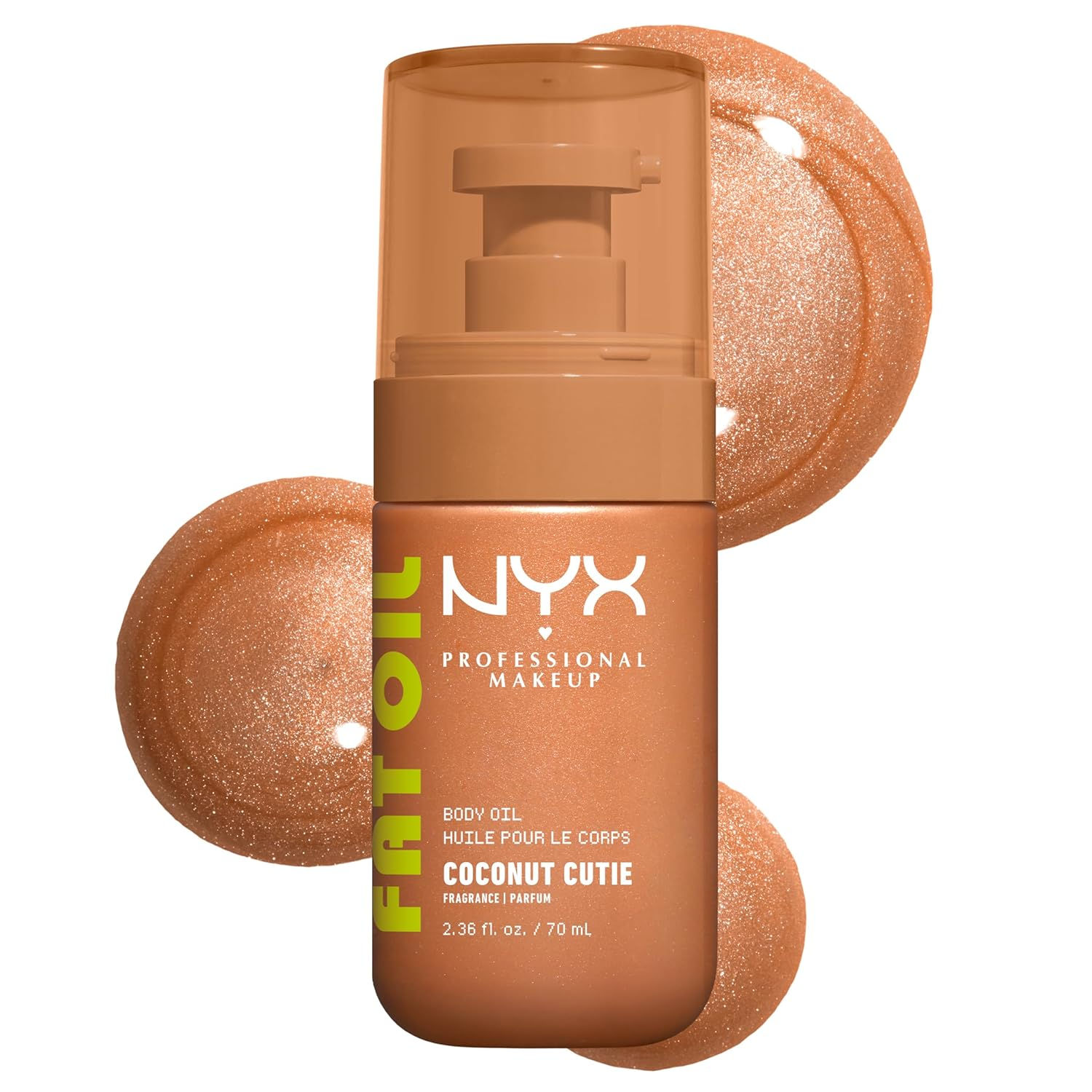 NYX PROFESSIONAL MAKEUP Fat Oil Body Oil in Coconut Cutie, Coconut Scented Body