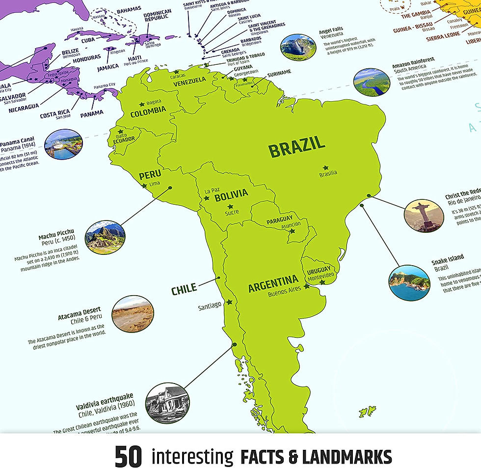 Thumbnail: Colorful World Map with Flags & Capitals + 50 Interesting Facts - XL Wall Art P