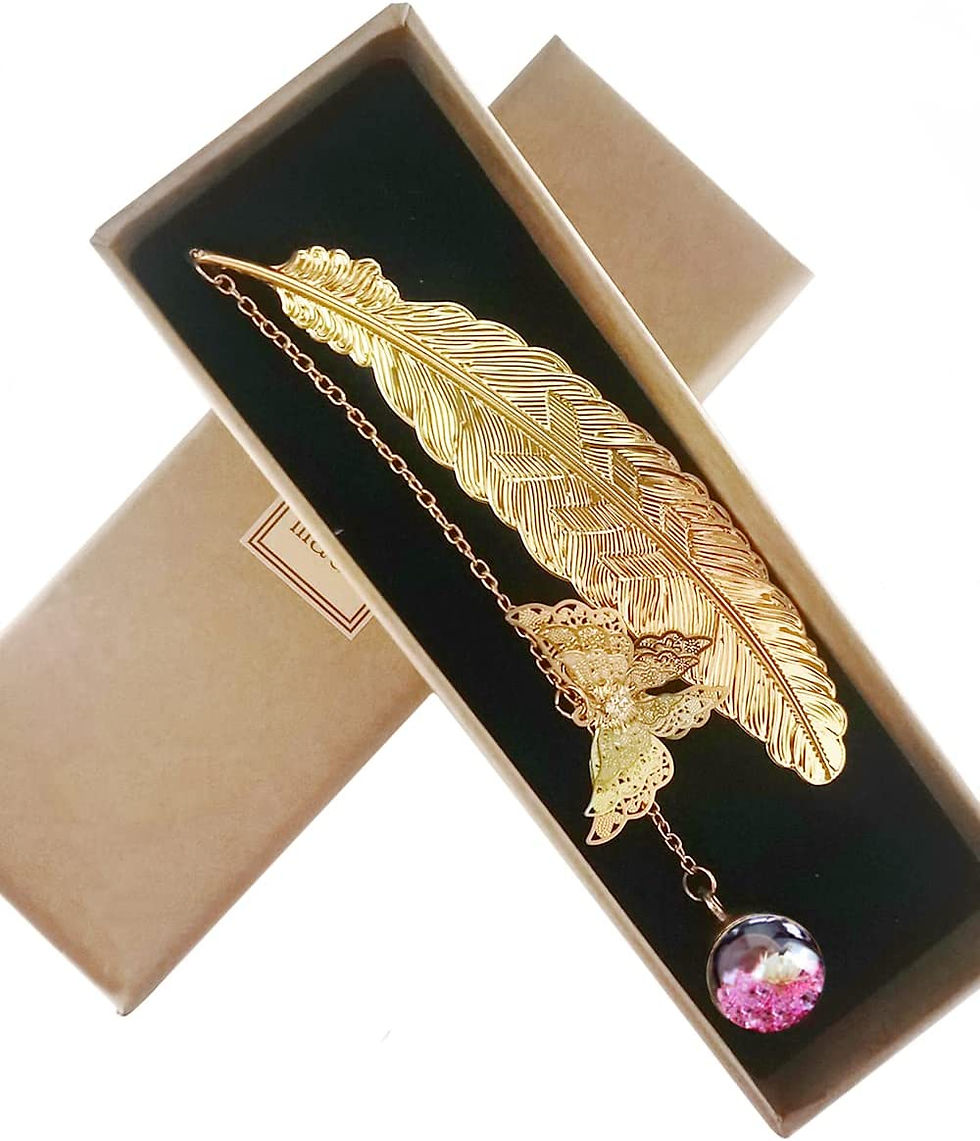 Thumbnail: Feather Metal Bookmark Vintage Gift: Creative Book Mark with Butterfly Eternal 