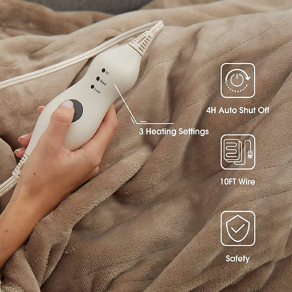 Thumbnail: Tefici Electric Heated Blanket Throw, Super Cozy Soft Flannel 50" x 60" Heated 