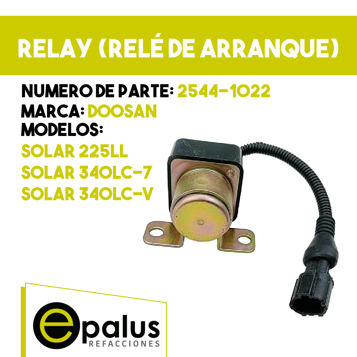 RELAY (RELÉ DE ARRANQUE) DOOSAN - PARTE: 2544-1022