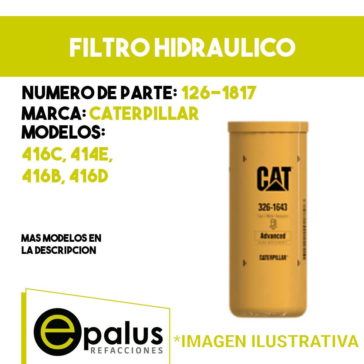 FILTRO HIDRAULICO CATERPILLAR - PARTE: 126-1817
