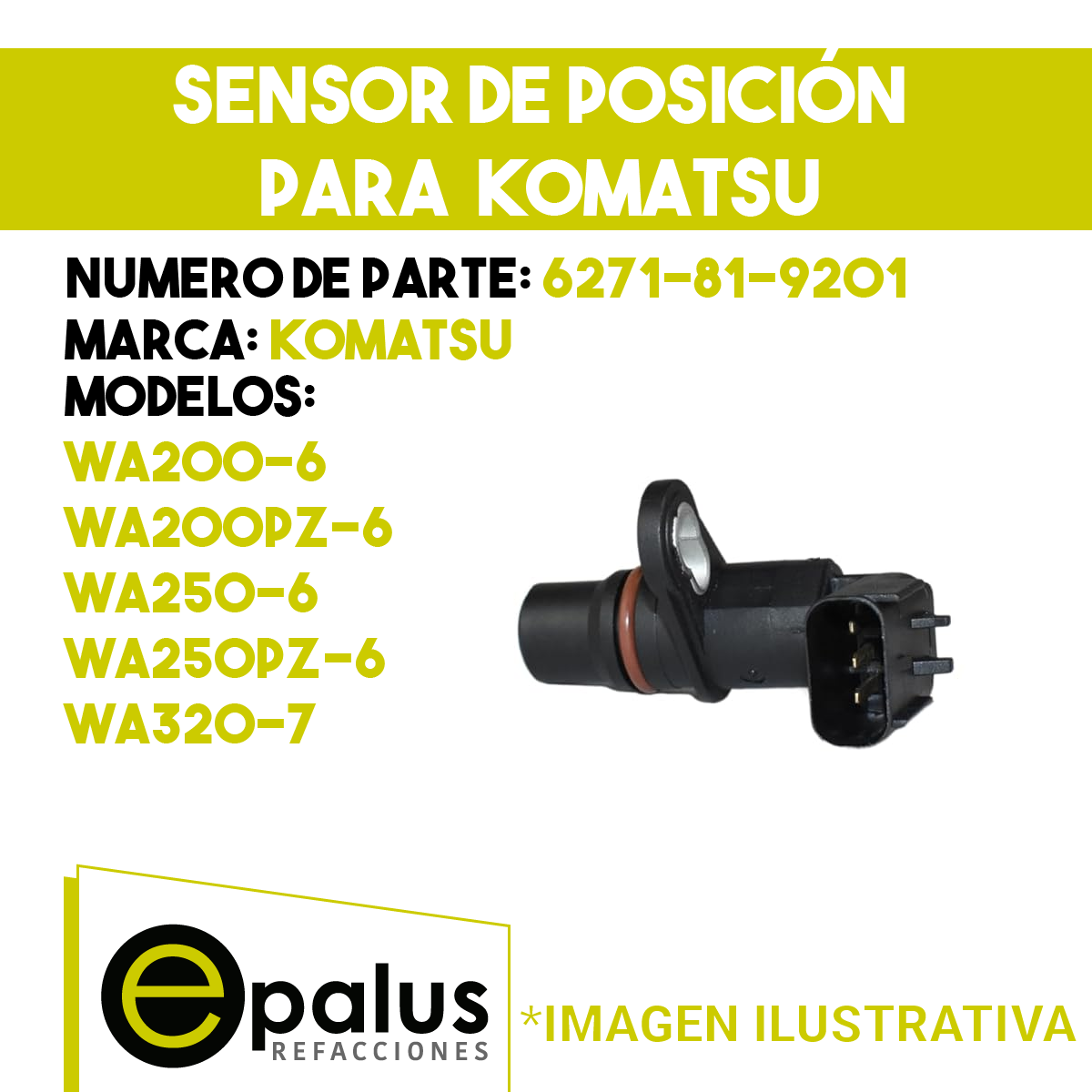 SENSOR DE POSICIÓN PARA KOMATSU - PARTE: 6271-81-9201
