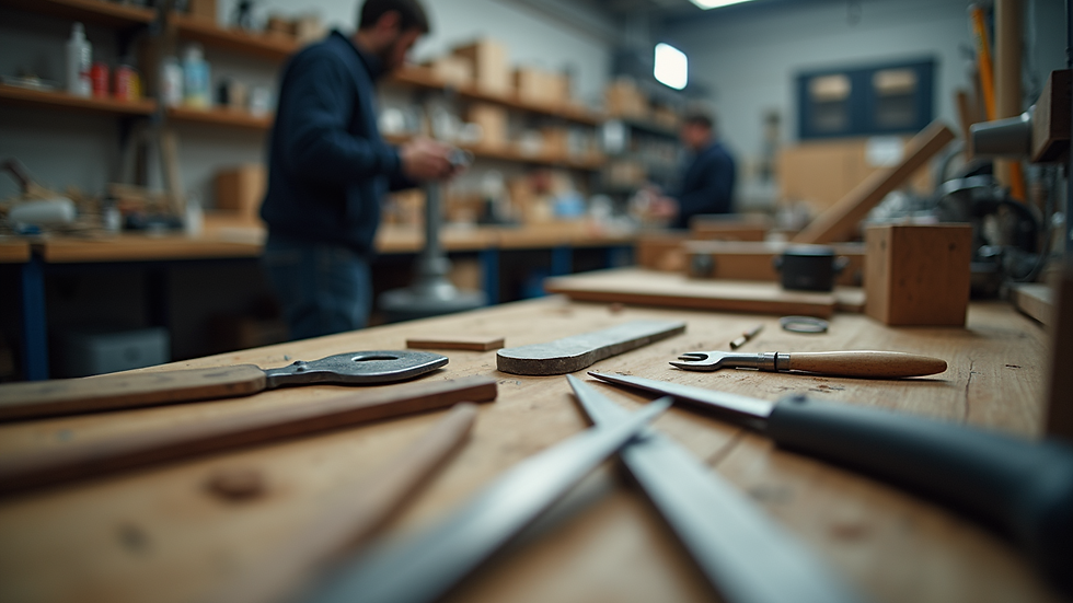 Eye-level view of a modern maker space filled with tools and equipment