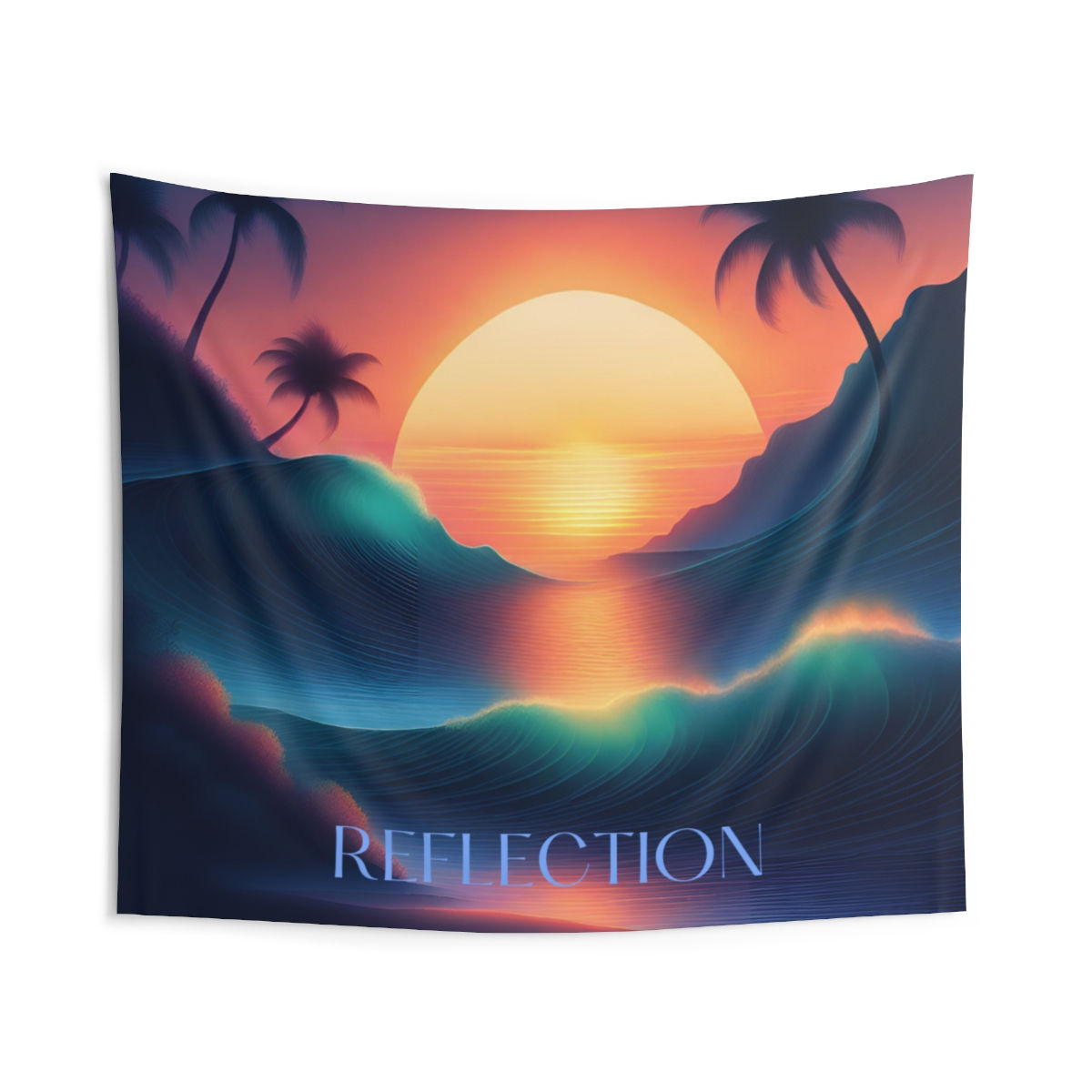 Dreamy Beach Sunset "Reflection" Indoor Wall Tapestries