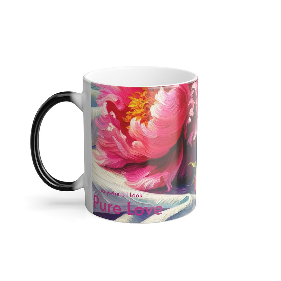 Thumbnail: Pure Beauty Poenies & white satin Color Morphing Mug, 11oz