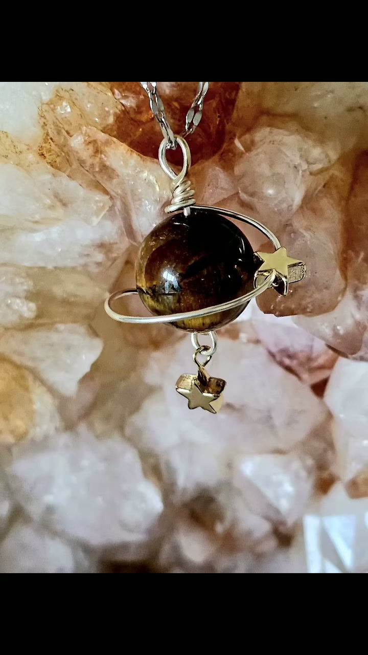 Thumbnail: Tiger Eye Planet Necklace 