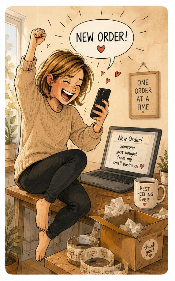 Happy moment of a new order