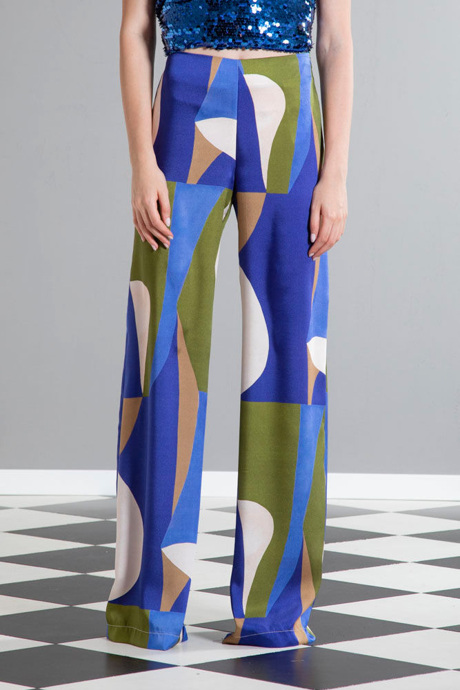 PANTALONE MORBIDO A GAMBA LARGA ZIP SUL FIANCO