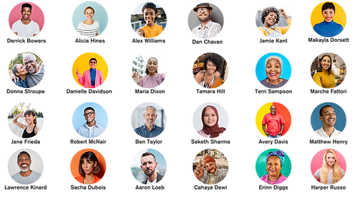 Graphic showing a diverse group of illustrated and photo avatars under the headline "Private Member Community" with a pink "J