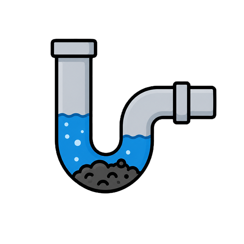 Icon of a clogged P-trap pipe for a licensed gas fitter Perth.