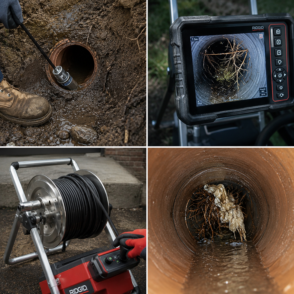 CCTV camera inspection for blocked drain repairs.