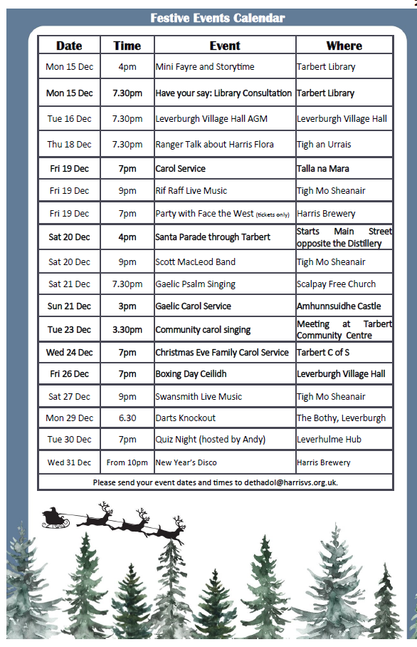 Festive Events Calendar