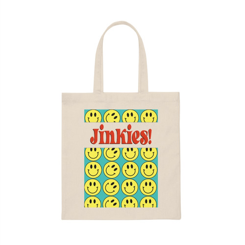 Jinkies! Smiley Face Reusable Canvas Tote Bag Coffee Shop Jinkies