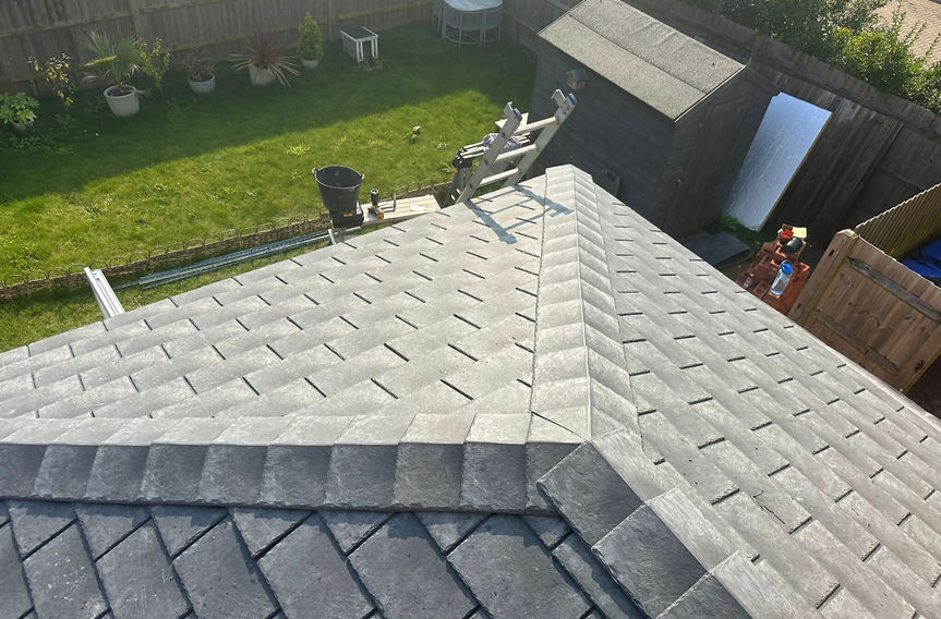 warm roof with light grey tiles