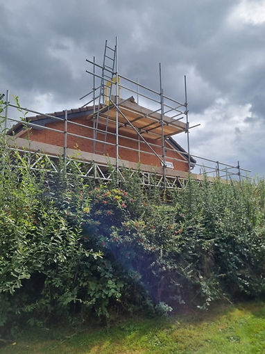 Scaffolding providing safe access for roofing and exterior maintenance in Loughborough
