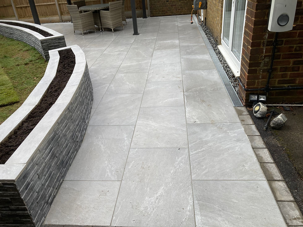 Marble style patio area