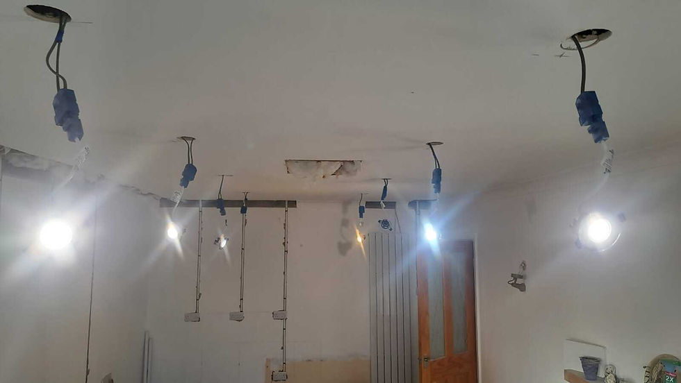 kitchen lighting being installed