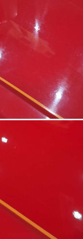 red car mirror buffing 