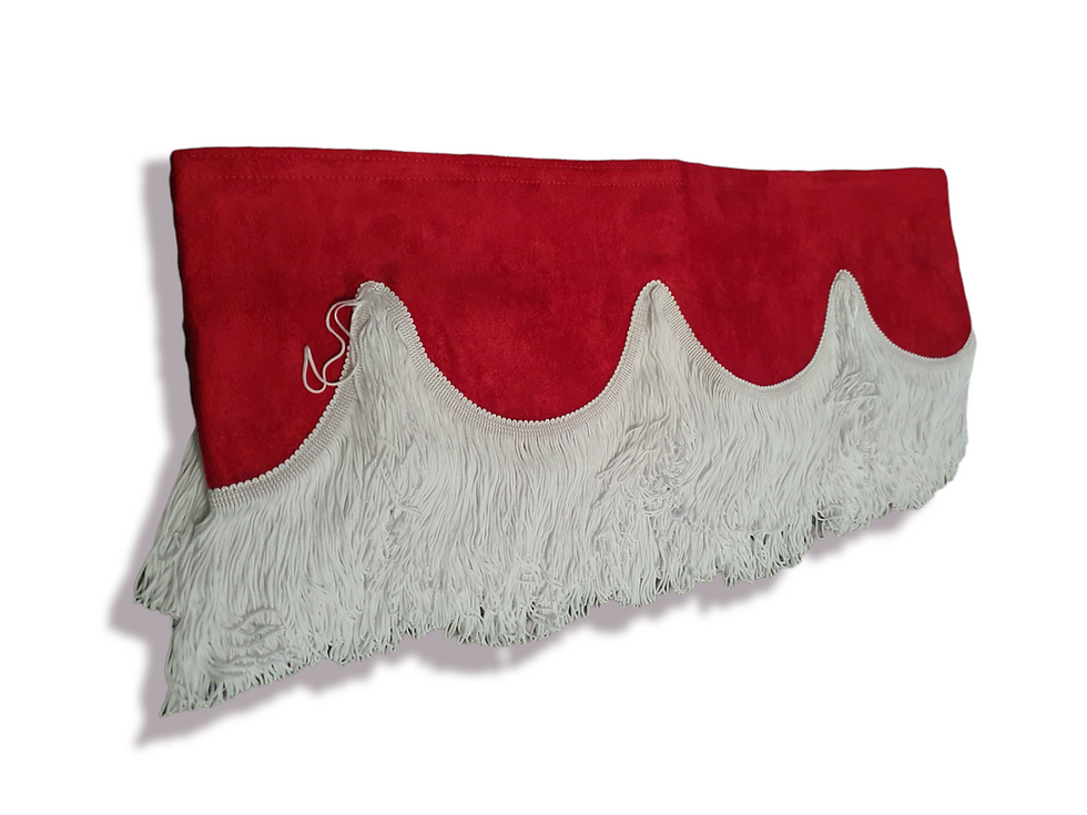 Red + White Alcantara Windscreen Double Lined Universal Truck Pelmet