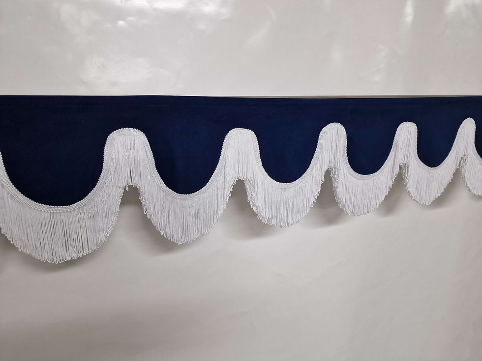 Blue + White Royal Plush Windscreen Double Lined Universal Truck Pelmet