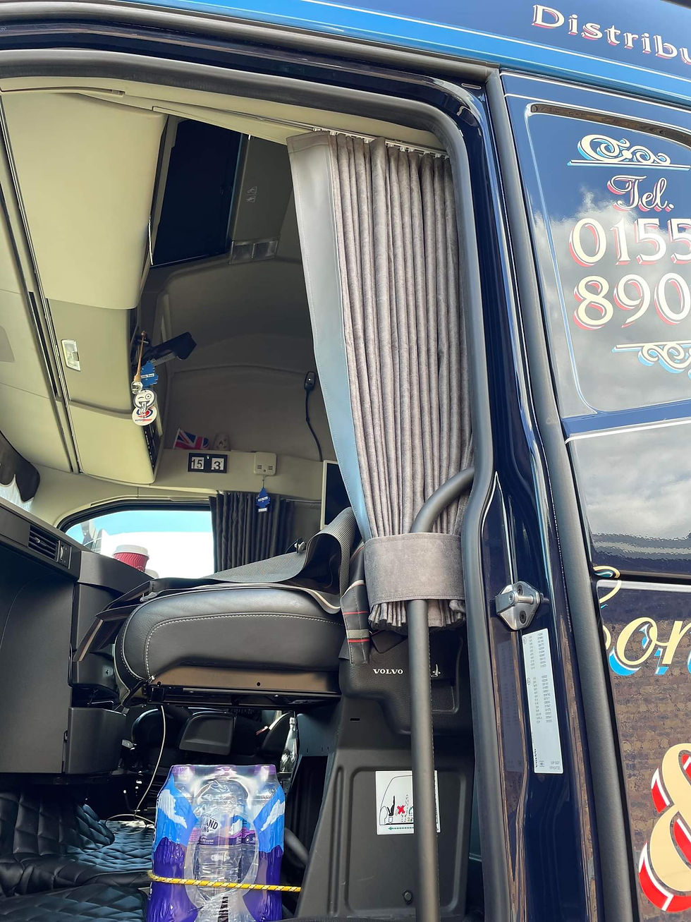 Grey Alcantara Double Lined Universal Truck Curtains Set