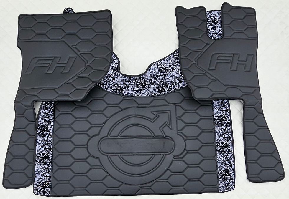 Prestige Line VOLVO FH4 FH5 AERO Black Floor Mats With Grey Danish Plush