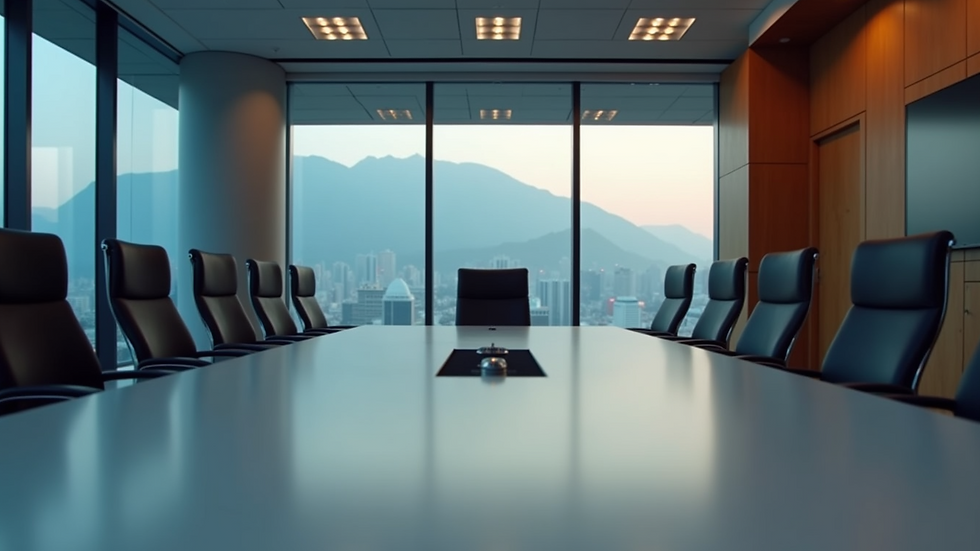 Eye-level view of a modern conference room with integrated AV technology