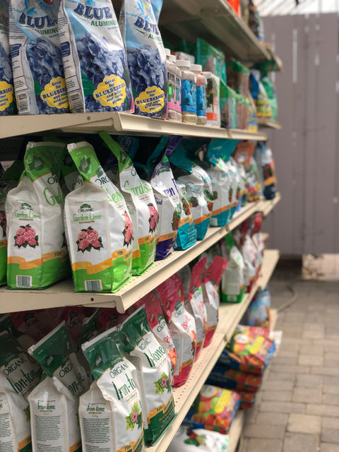 A selection of garden supplies at Sterling Greenery in Sterling, Massachusetts