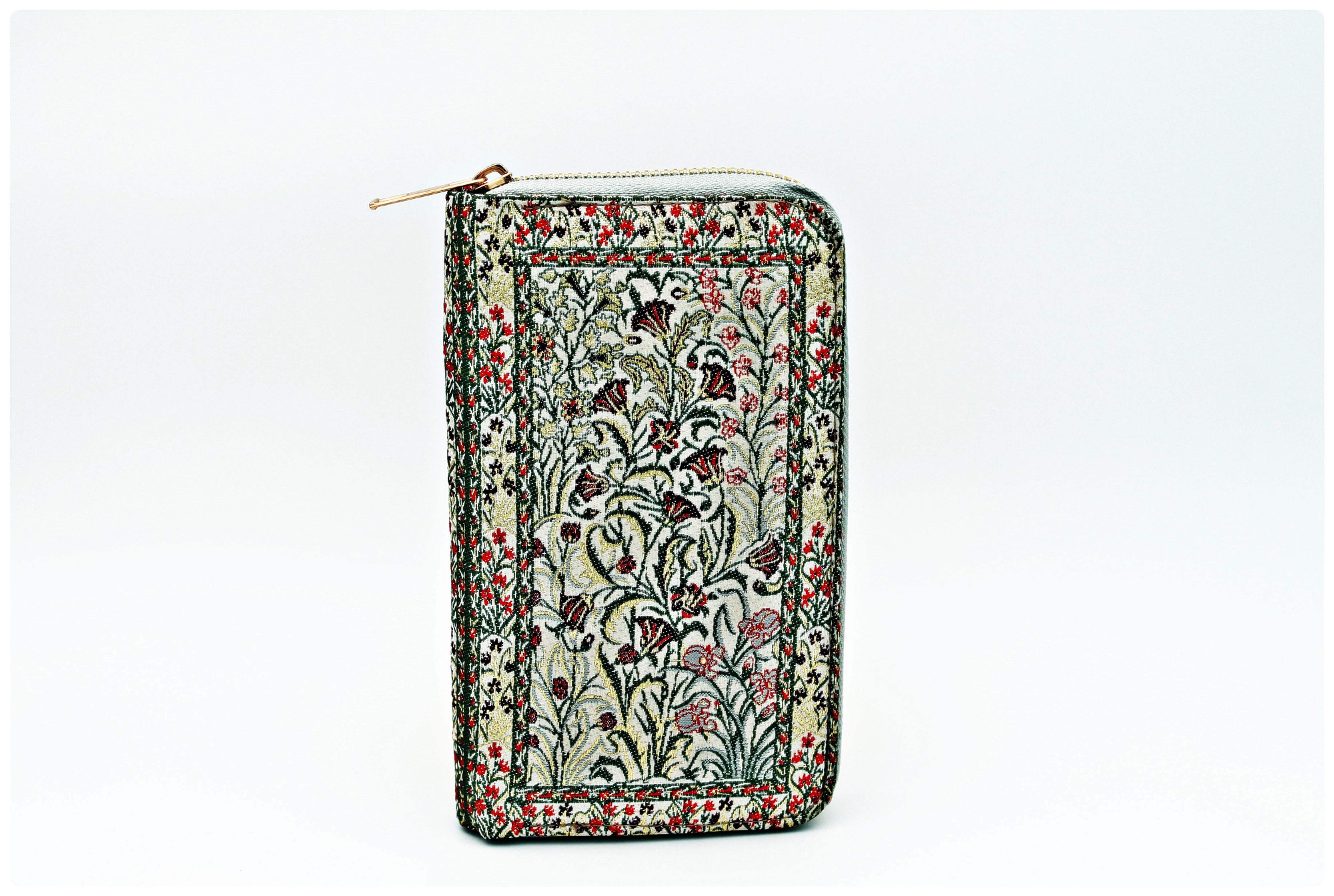 Yeşil Renk Desenli Fermuarlı Cüzdan