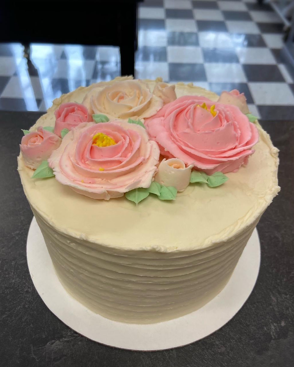 White Cake with Flowers