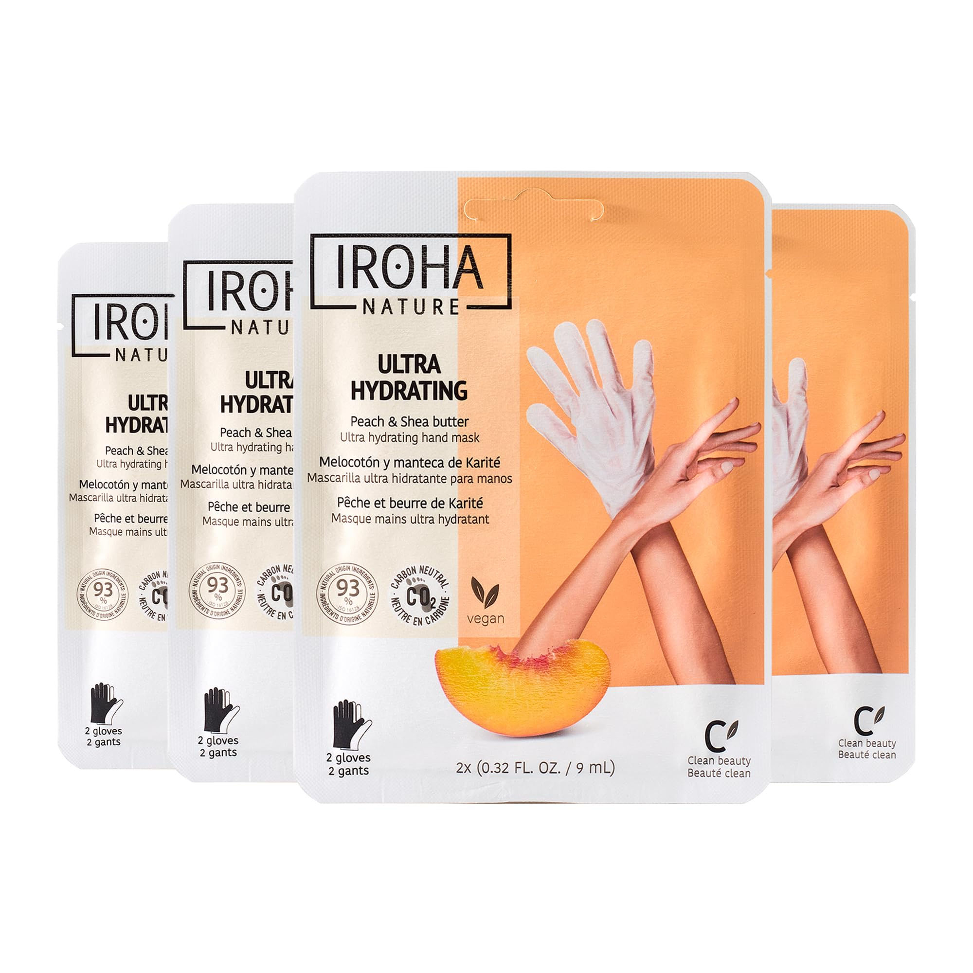 Hand Mask with Peach & Shea Butter - 4 Pairs - Moisturizing Gloves