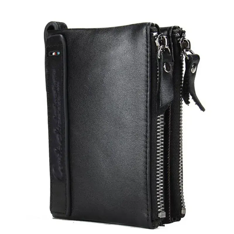 Thumbnail: Genuine Crazy Horse Leather Short Wallet with Coin Purse