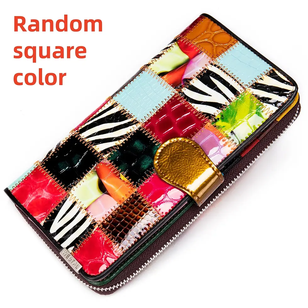 Thumbnail: Genuine Leather Colorful Clutch Wallet Luxury Multi-Compartment Coin Purse