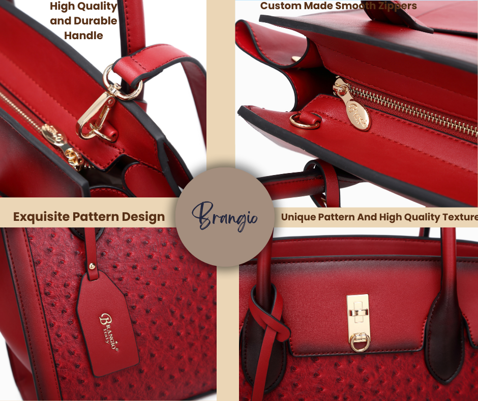 Thumbnail: Brangio Italy Ostrich-Embossed Luxury Handbag