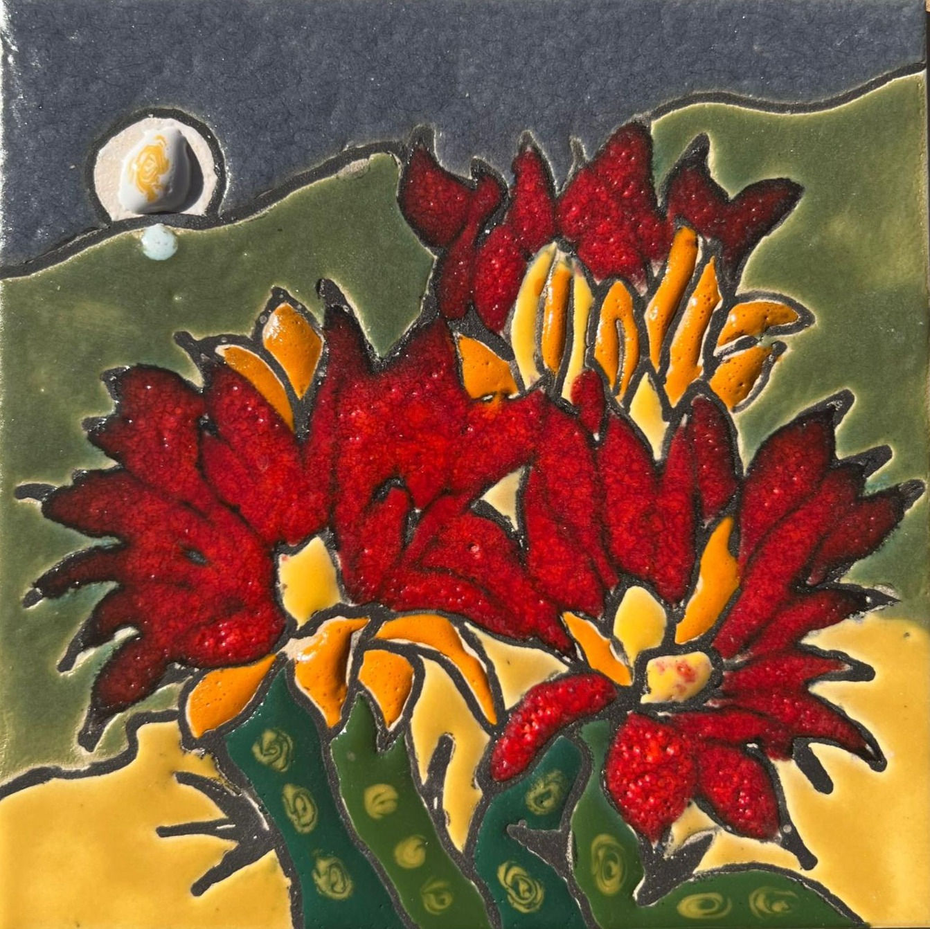 אריח פריחת הקקטוס בלילה