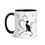 Thumbnail: White ceramic mug on transparent background with black handle on the left, featuring a minimalist black cat design.
