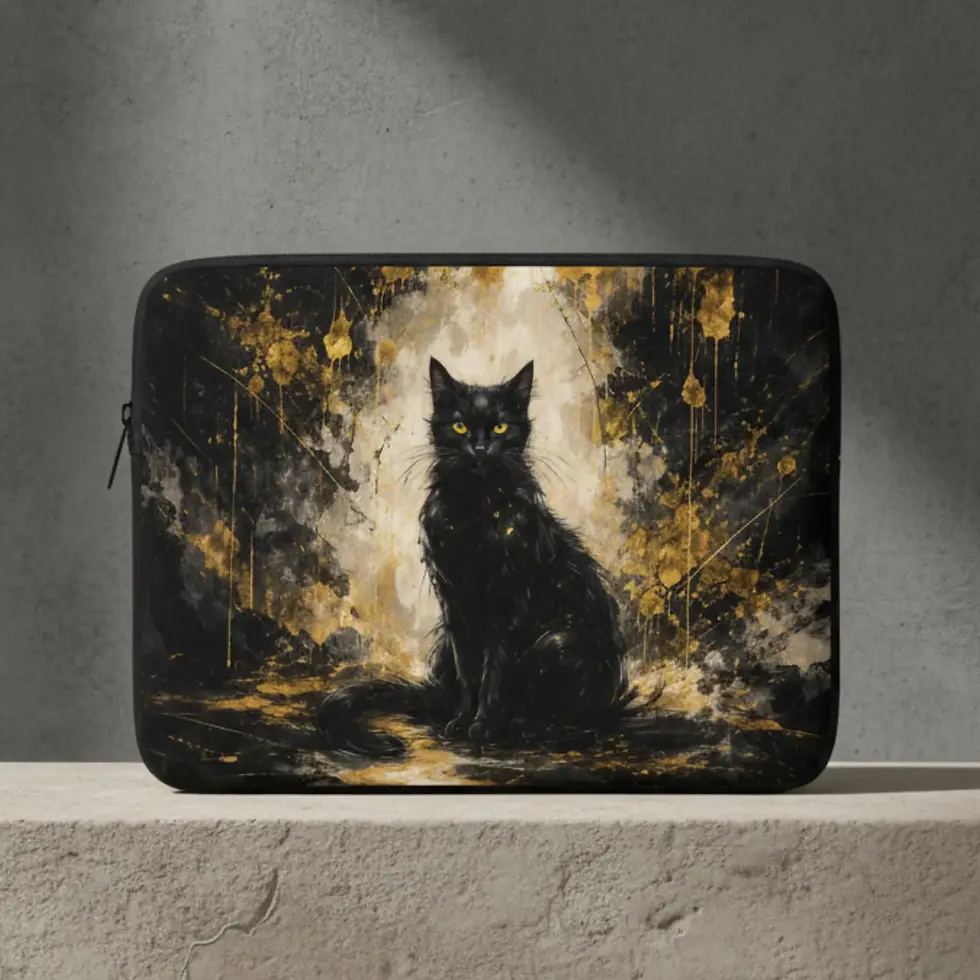 Black Cat Art Laptop Sleeve
