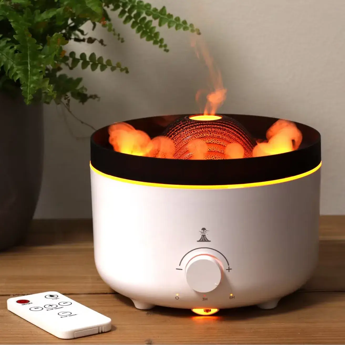 Großer 560ml Aromadiffusor in Weiß mit Lava-Effekt, modernes Design für größere Wohnräume.