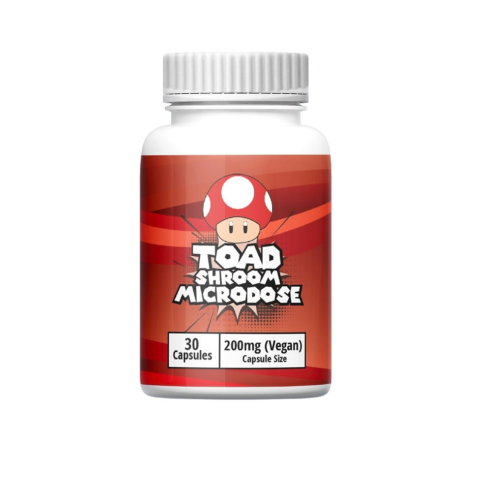 Toad 200mg Microdose Capsules bottle - Pure psilocybin mushroom pills for creativity and mood elevation.