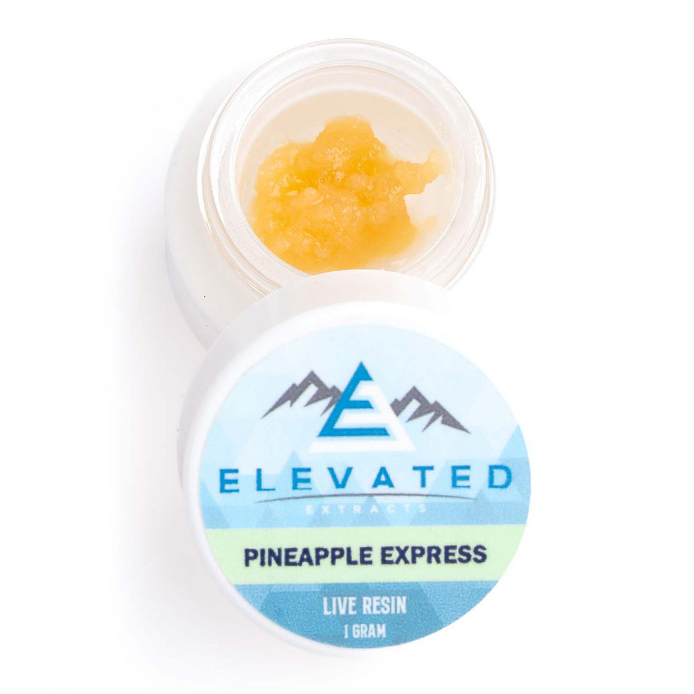 Thumbnail: A glass jar containing 1g of Elevated Extracts Pineapple Express Hybrid Live Resin