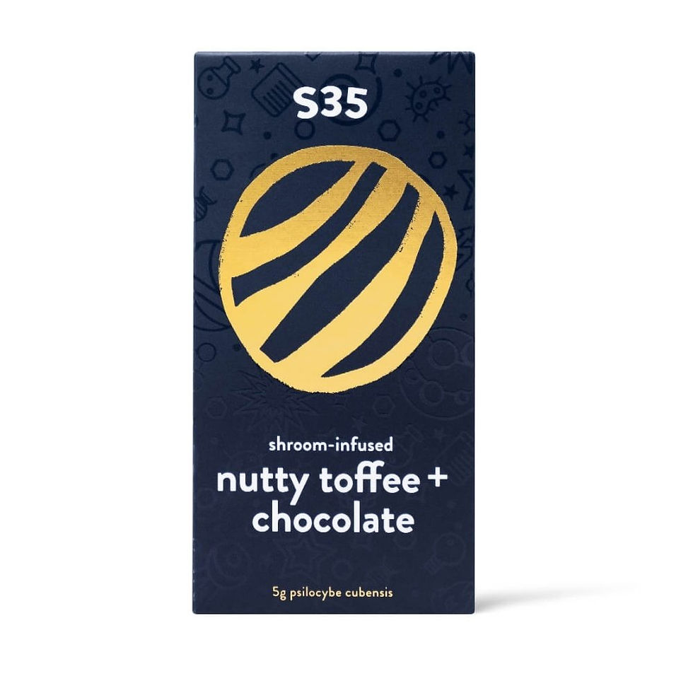 A 5g Shroom Infused Nutty Toffee and Chocolate Bar from Schedule35