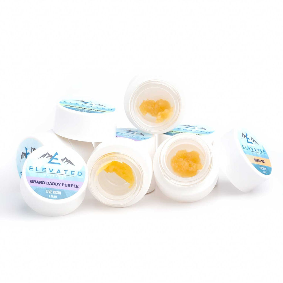 Thumbnail: Close-up of Elevated Extracts Live Resin in a small glass containers